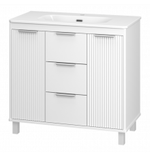 РИСАКА белая - 90 Тумба напольная 2 дв. 3 ящ. мат. эмаль / раковина