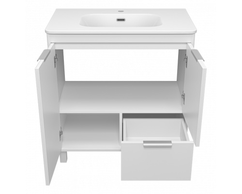 РИСАКА белая - 80 Тумба напольная 2 дв. 1 ящ. мат. эмаль / раковина