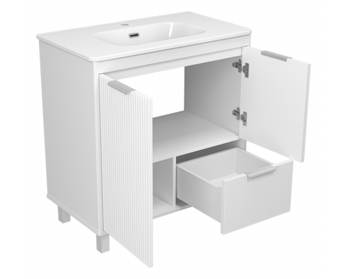 РИСАКА белая - 80 Тумба напольная 2 дв. 1 ящ. мат. эмаль / раковина