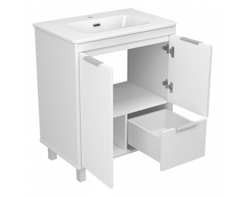 РИСАКА белая - 70 Тумба напольная 2 дв. 1 ящ. мат. эмаль / раковина