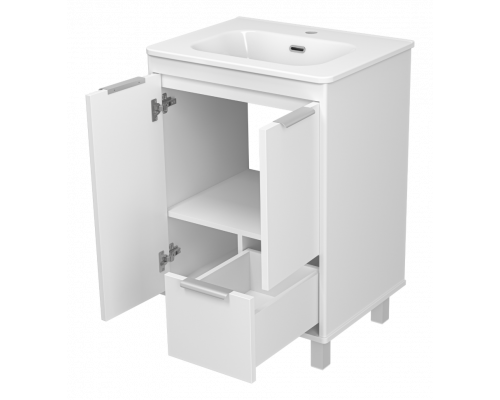 РИСАКА белая - 60 Тумба напольная 2 дв. 1 ящ. мат. эмаль / раковина