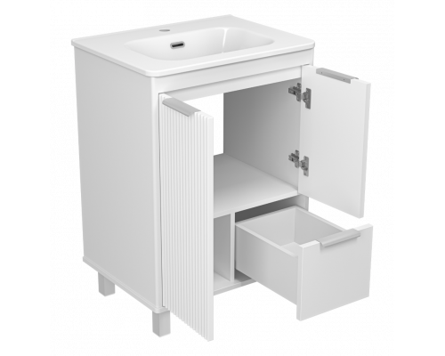 РИСАКА белая - 60 Тумба напольная 2 дв. 1 ящ. мат. эмаль / раковина
