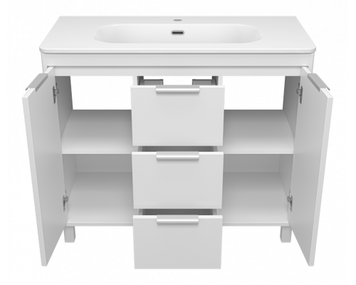 РИСАКА белая -100 Тумба напольная 2 дв. 3 ящ. мат. эмаль / раковина