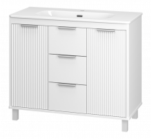 РИСАКА белая -100 Тумба напольная 2 дв. 3 ящ. мат. эмаль / раковина