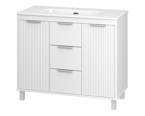 РИСАКА белая -100 Тумба напольная 2 дв. 3 ящ. мат. эмаль / раковина