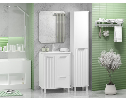 РИСАКА белая - 60 Тумба напольная 2 дв. 1 ящ. мат. эмаль / раковина