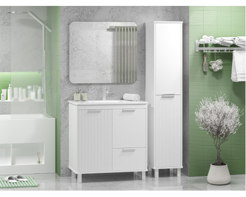 РИСАКА белая - 80 Тумба напольная 2 дв. 1 ящ. мат. эмаль / раковина