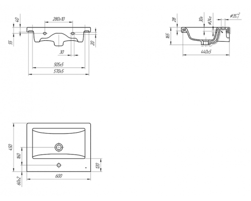 Майна - 60 тумба прямая, ПВХ сливки / раковина
