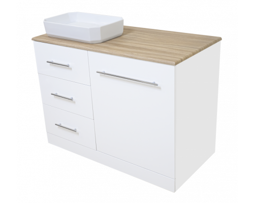 Купить Респект -110 Тумба с 3 ящ. под стиральную машину левая (белая ПВХ/Дуб Тиссано) / раковина в магазине сантехники Santeh-Crystal.ru