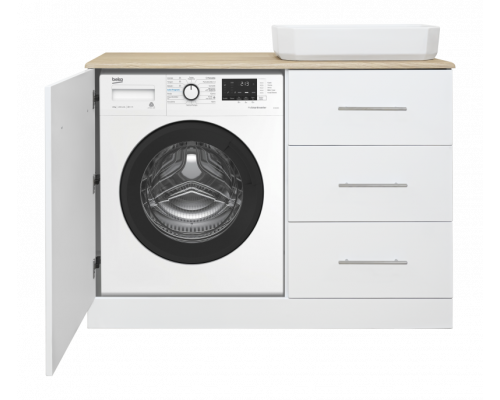 Приобрести Респект -120 Тумба с 3 ящ. под стиральную машину правая (белая ПВХ/Дуб Тиссано) / раковина в магазине сантехники Santeh-Crystal.ru