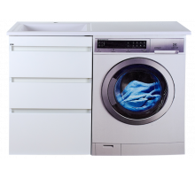 Фостер - 55 Тумба напольная 3 ящ. под стиральную машину, белая / раковина левая