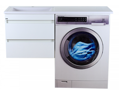 Заказать Фостер - 55 Тумба подвесная с 2 ящ. под стиральную машину, белая / раковина левая в магазине сантехники Santeh-Crystal.ru