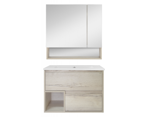 Купить Дунай - 75 Тумба подвесная с 2 ящиками и нишей (цвет Дуб белый) / раковина в магазине сантехники Santeh-Crystal.ru