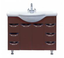 Жасмин -105 Тумба 6 ящ. коричневая эмаль / раковина