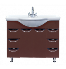 Жасмин -105 Тумба 6 ящ. коричневая эмаль / раковина