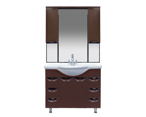 Жасмин -105 Тумба 6 ящ. коричневая эмаль / раковина