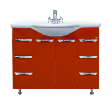 Жасмин -105 Тумба 6 ящ. красная эмаль / раковина