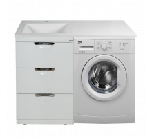 Куба - 60 Тумба 3 ящ. под стиральную машину белая эмаль  / раковина левая