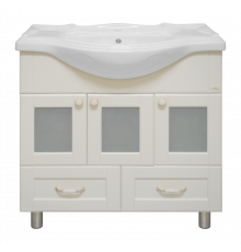 Латте - 85 тумба с 2 ящ. бежевая эмаль / раковина