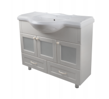 Латте -105 тумба с 2 ящ. бежевая эмаль / раковина