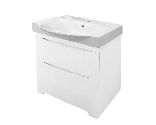 Заказать Элвис - 85 Тумба напольная с 2 ящ. белая эмаль / раковина в магазине сантехники Santeh-Crystal.ru