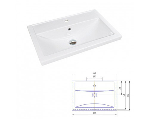 Купить Фостер - 70 Тумба напольная с 2 ящ. белая / раковина в магазине сантехники Santeh-Crystal.ru