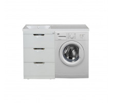 Куба - 50 Тумба 3 ящ. под стиральную машину белая эмаль  / раковина левая