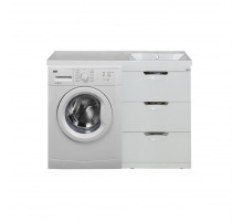 Куба - 50 Тумба 3 ящ. под стиральную машину белая эмаль  / раковина правая