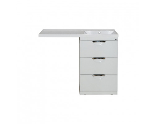 Приобрести Куба - 50 Тумба 3 ящ. под стиральную машину белая эмаль  / раковина правая в магазине сантехники Santeh-Crystal.ru