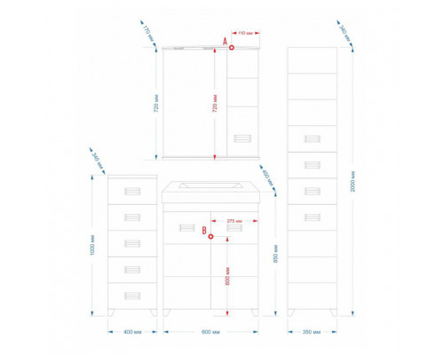 Заказать Селена -60 Тумба прямая/ рак-на (компл.) в магазине сантехники Santeh-Crystal.ru