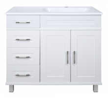 Купер - 90 Тумба напольная с 4 ящ. правая белая / раковина