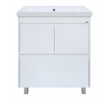 Алиса - 75 тумба 1 ящ. напольная белая эмаль / раковина