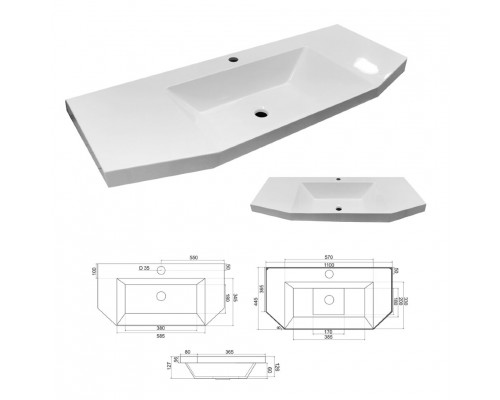 Заказать Терра -110 Тумба белая с 3 ящ. / раковина в магазине сантехники Santeh-Crystal.ru
