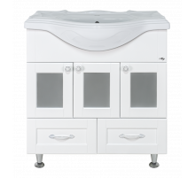 Латте - 85 тумба с 2 ящ. БЕЛАЯ эмаль / раковина