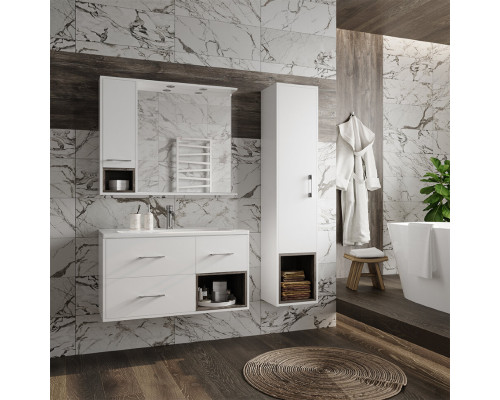 Купить Фетта -100 Тумба белая подв. с 3 ящ. и нишей / раковина в магазине сантехники Santeh-Crystal.ru