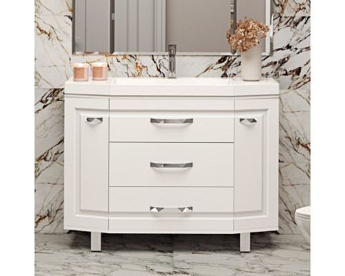 Заказать Терра -110 Тумба белая с 3 ящ. / раковина в магазине сантехники Santeh-Crystal.ru