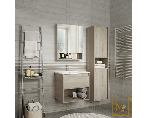 Купить Дунай - 60 Тумба подвесная с 1 ящиком и нишей (цвет Дуб белый) / раковина в магазине сантехники Santeh-Crystal.ru