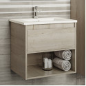 Дунай - 60 Тумба подвесная с 1 ящиком и нишей (цвет Дуб белый) / раковина Дунай - 60 Тумба подвесная с 1 ящиком и нишей (цвет Дуб белый) / раковина