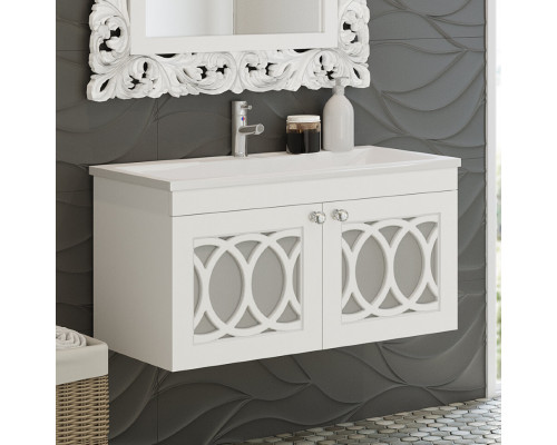 Приобрести ТОНДО - 80 Тумба подвесная белая / раковина в магазине сантехники Santeh-Crystal.ru