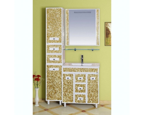 Купить Морена - 90 Зеркало с полкой золотая мозайка в магазине сантехники Santeh-Crystal.ru