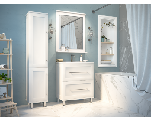 Приобрести Марта - 80 Зеркало в раме белая эмаль (глянец) в магазине сантехники Santeh-Crystal.ru