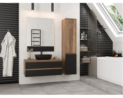 ДАКОТА - 80 Зеркало с фацетом (Дуб Галифакс/Черный кварц)