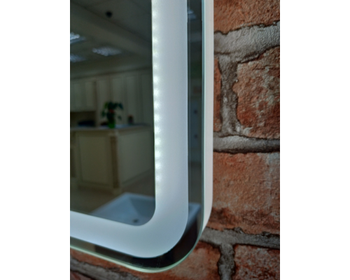 Заказать 3 Неон - Зеркало LED  800х800 клавишный выключатель (с круглыми углами) в магазине сантехники Santeh-Crystal.ru