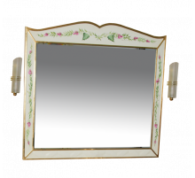 Анжелика -100 Зеркало бежевое с узором  со светильниками