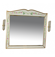 Анжелика -100 Зеркало бежевое с узором  со светильниками