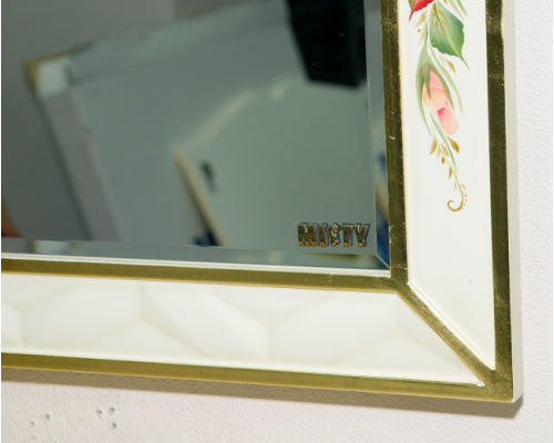 Приобрести Анжелика -100 Зеркало бежевое с узором  со светильниками в магазине сантехники Santeh-Crystal.ru