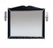 Анжелика -100 Зеркало черное  сусальное серебро со светильниками