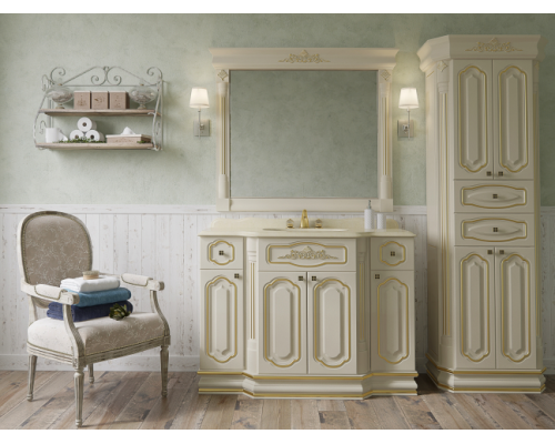 Купить Астория Gold  - 120 Зеркало бежевое со светильниками ГЛЯНЦЕВОЕ в магазине сантехники Santeh-Crystal.ru