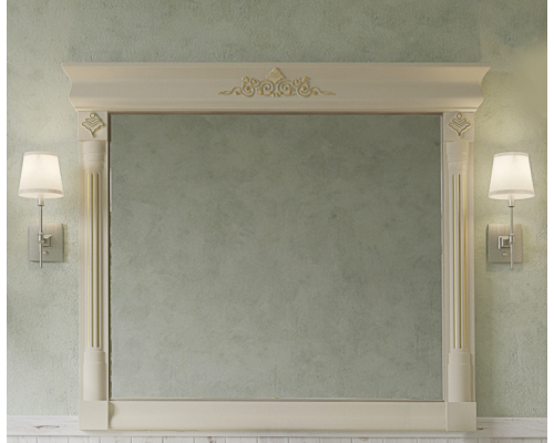 Купить Астория Gold  - 120 Зеркало бежевое со светильниками МАТОВОЕ в магазине сантехники Santeh-Crystal.ru