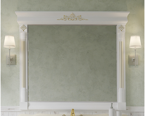 Купить Астория Gold  - 120 Зеркало белое со светильниками ГЛЯНЦЕВОЕ в магазине сантехники Santeh-Crystal.ru